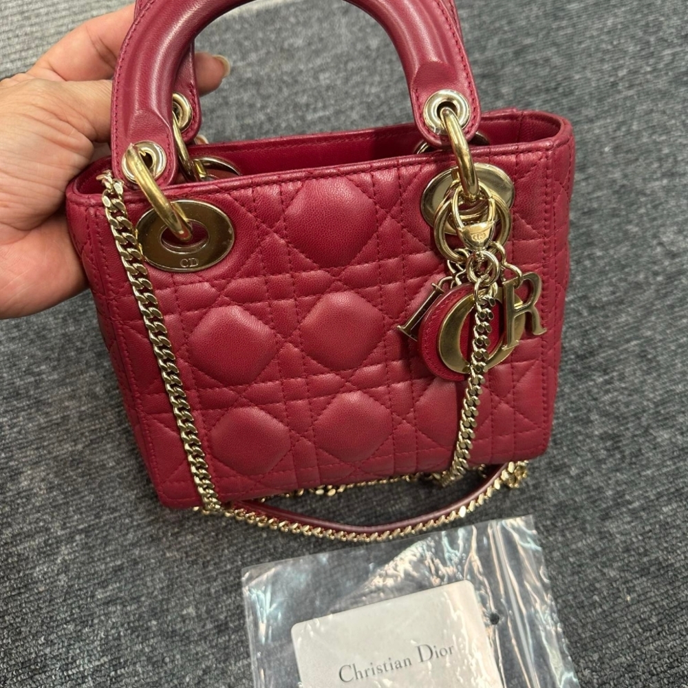 Dior Burgundy Quilted Mini Bag
